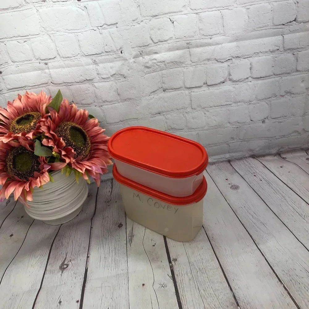 Tupperware modular mates oval 1 and 2 red food storage